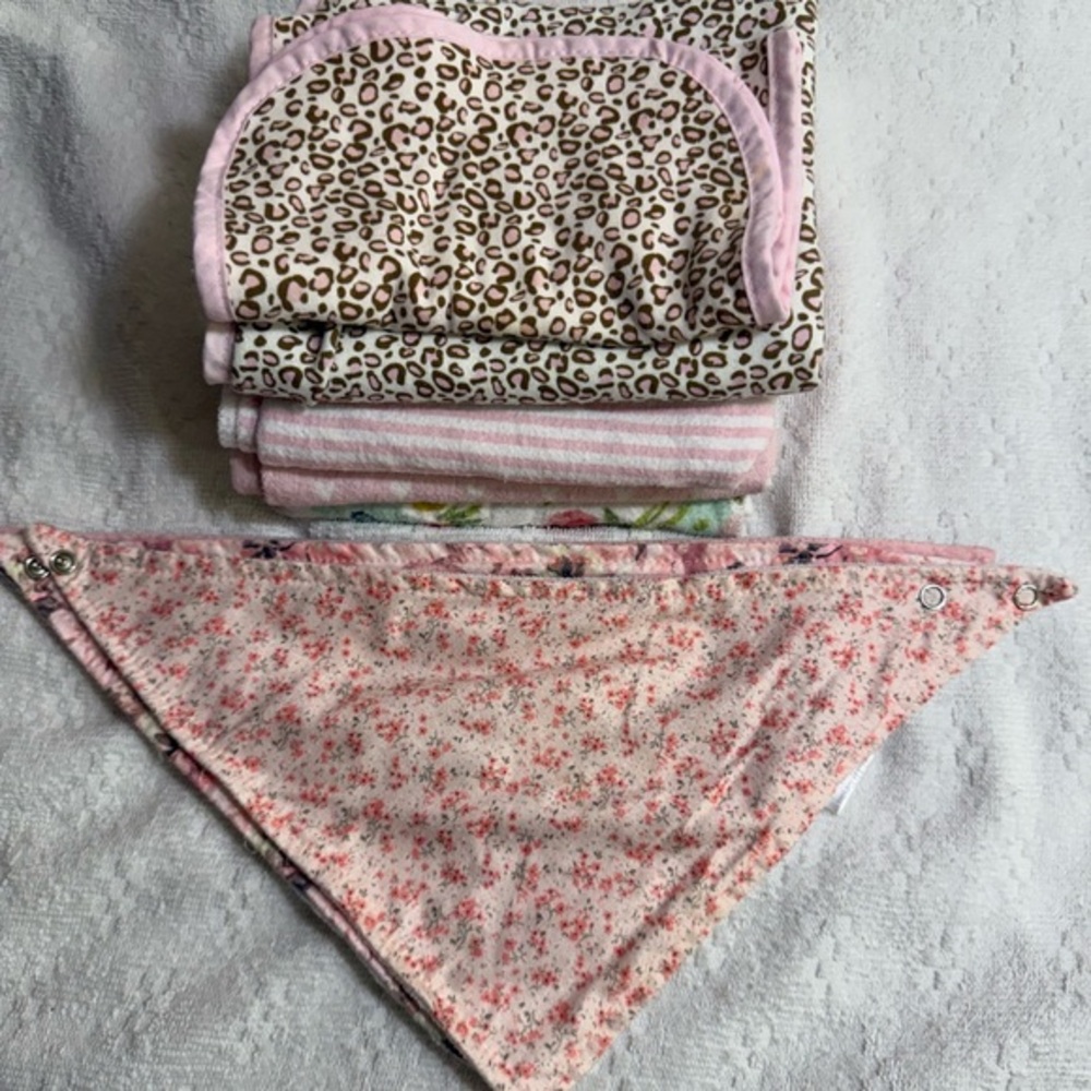 Charming Pink and Brown Leopard Print Kids Bib and blankets